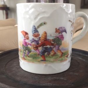 Antique Child’s Mug with Dwarf scene. 3in.